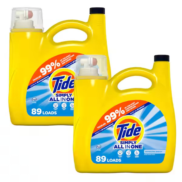 Tide Simply Liquid Laundry Detergent 2 Pack 117 fl oz 89 Loads Refreshing Breeze