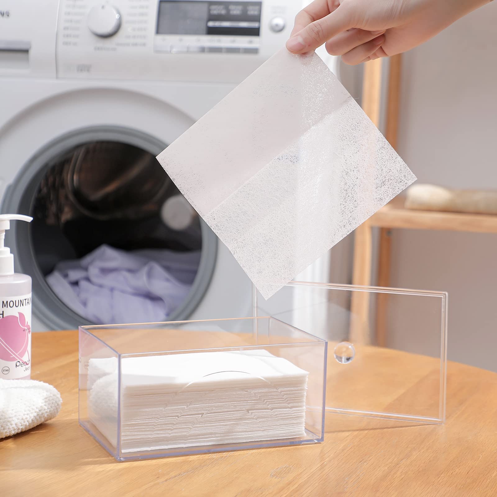 Farmhouse Laundry Dryer Sheet Holder Clear Detergent Pods Container Dryer Balls
