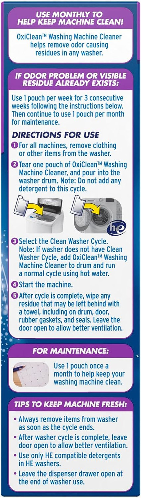 Washing Machine Cleaner with Odor Blasters, 4 Count