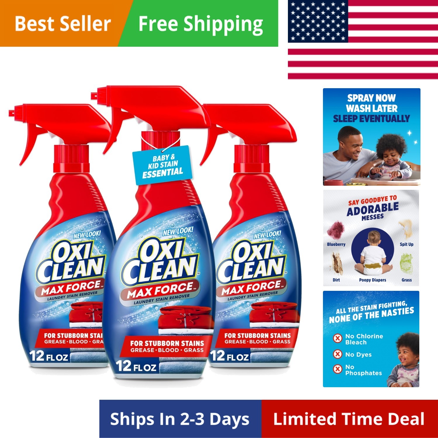 Max Force Laundry Stain Remover Spray, Newborn & Baby Essentials, Stain Treat…