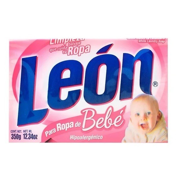 3X LEON Jabón para Ropa de Bebé 🇲🇽 Bar Laundry Soap, 350g, 3 Pack