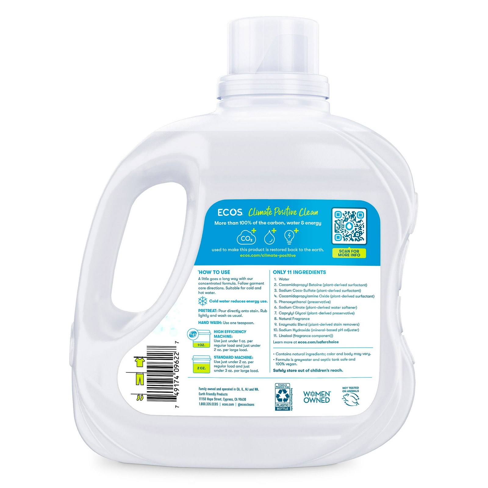 (2 pack) ECOS Hypoallergenic Liquid Laundry Detergent for Sensitive Skin, Lavend