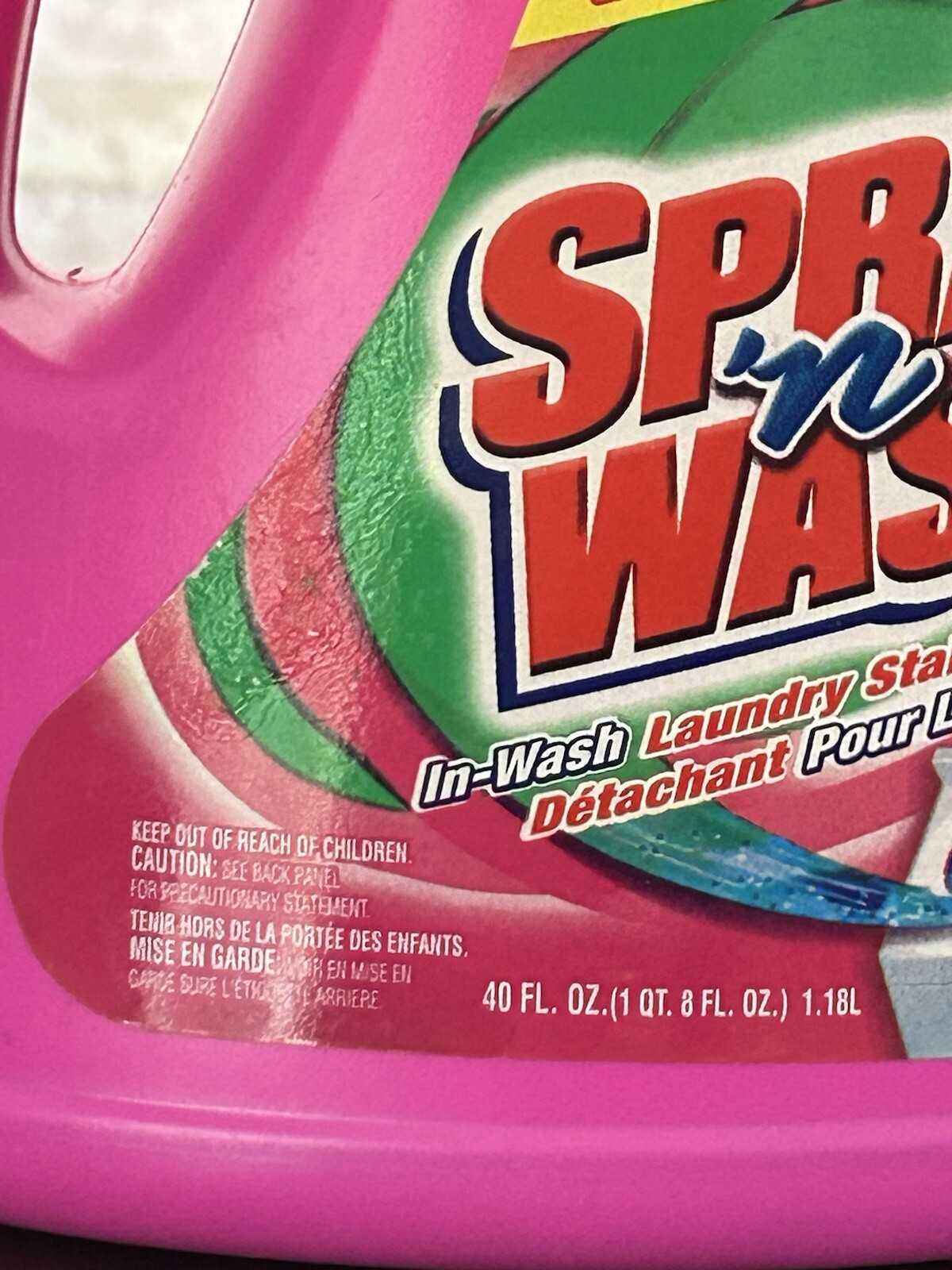 Spray N Wash In Wash Stain Remover PINK BOTTLE 40 Fl Oz NOS Scented Discontinued
