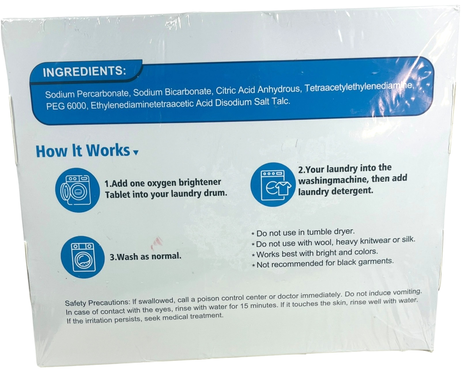 Oxygen Brightener Stain Remover – 34 Tablets – Color Safe