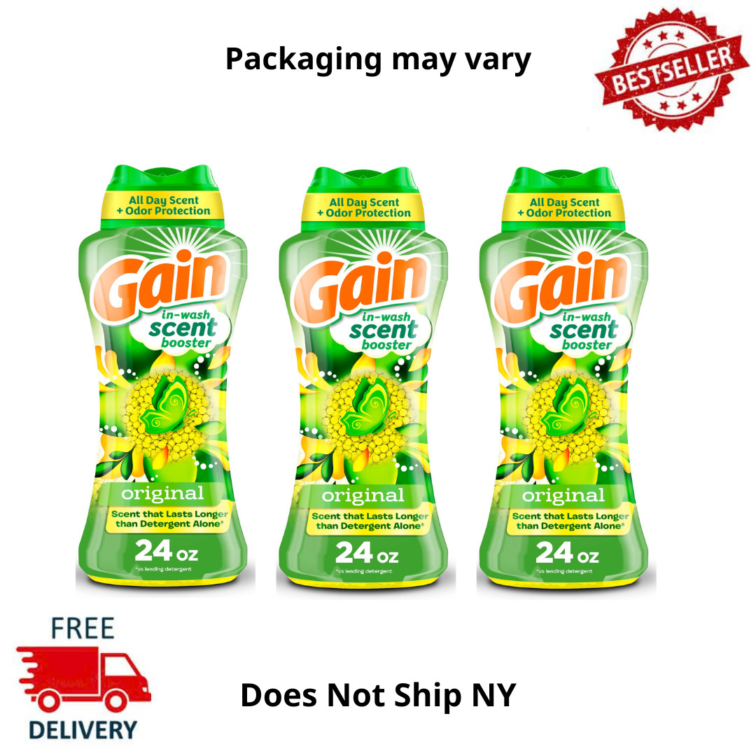 3 Pack Gain Fireworks In-Wash Scent Booster Laundry Beads Original Scent, 24 oz