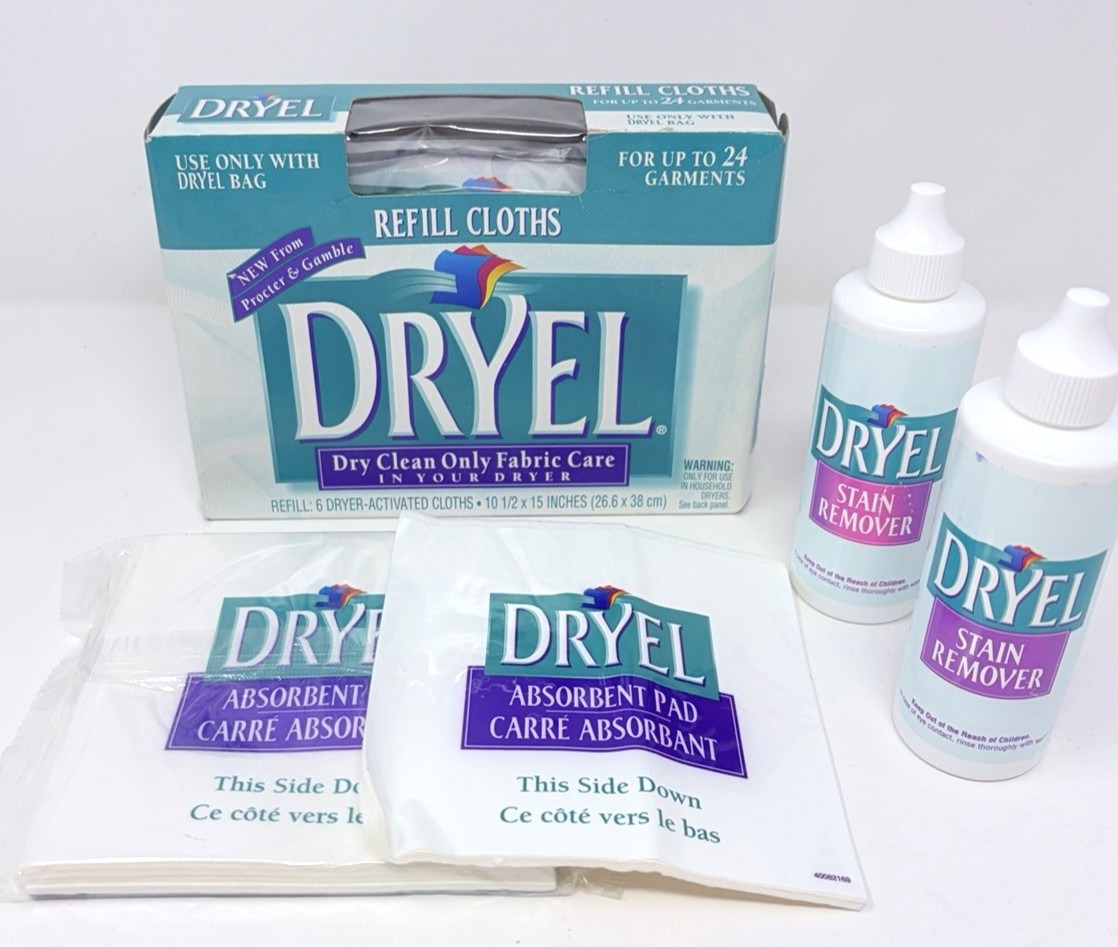 Dryel Kit Refill 12 Cloths Absorbent Pads Stain Remover Lot