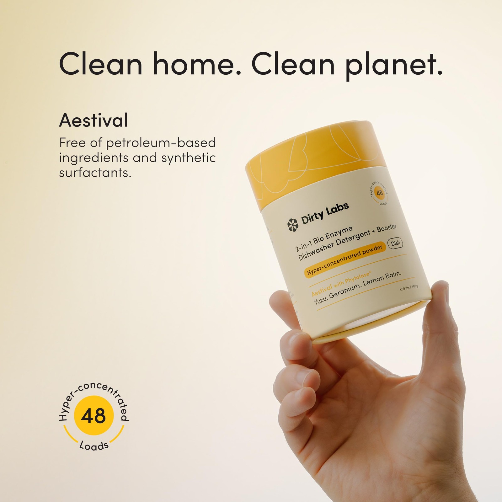 Dirty Labs | Dishwasher Detergent and Booster | Aestival Scent | 48 Loads (1 lb)