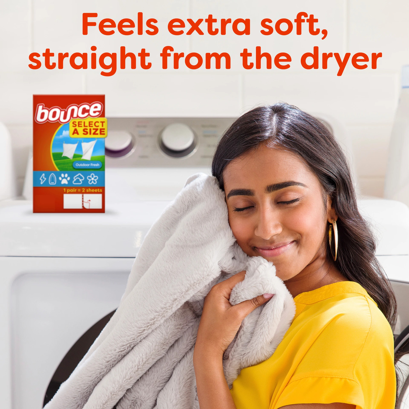Bounce Select a Size Fabric Softener Dryer Sheets Outdoor Fresh 400 Anti Static