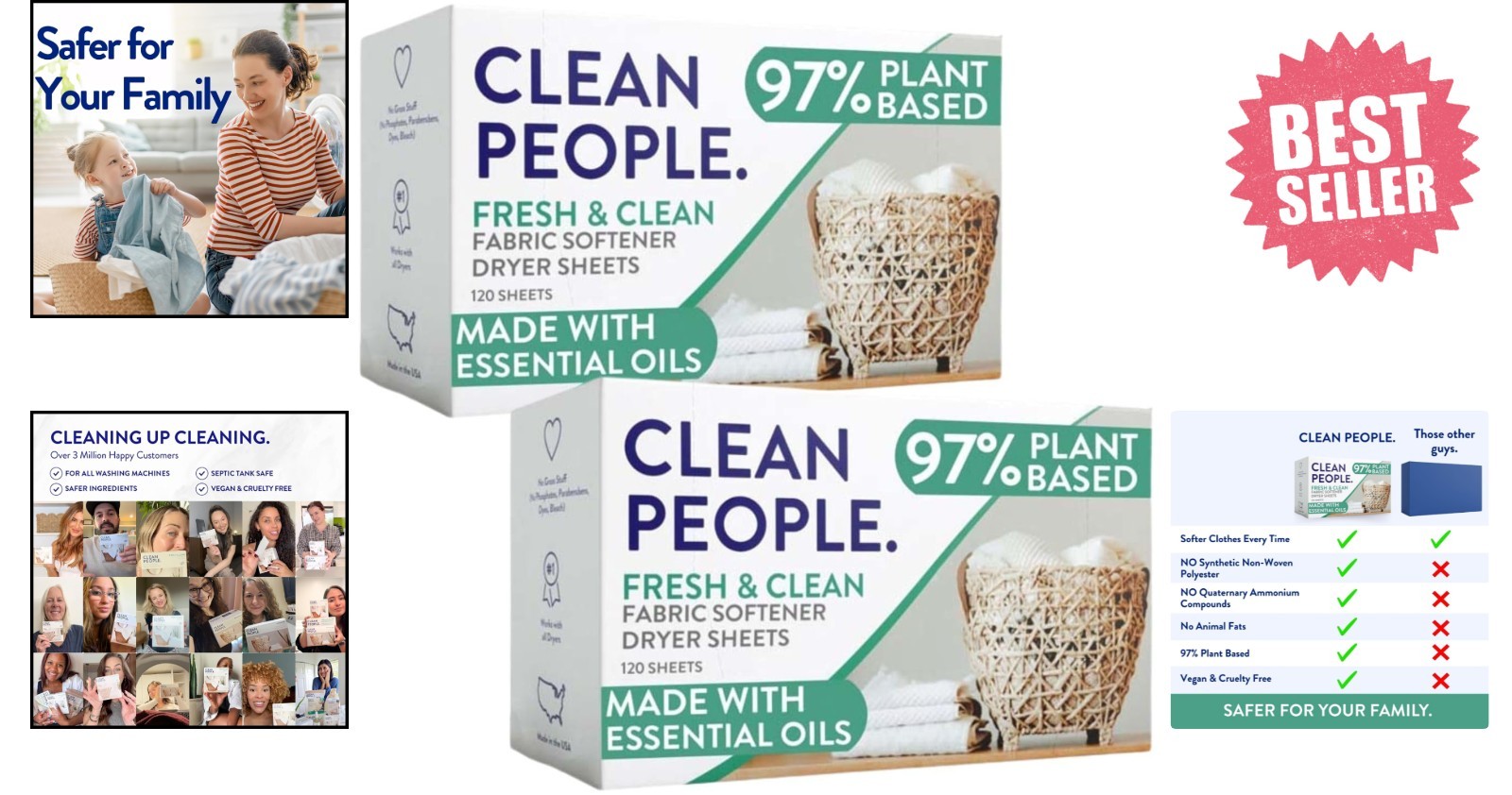 240 Pack Fabric Softener Sheets – Fresh Essential Oil Scent, Eco-Friendly