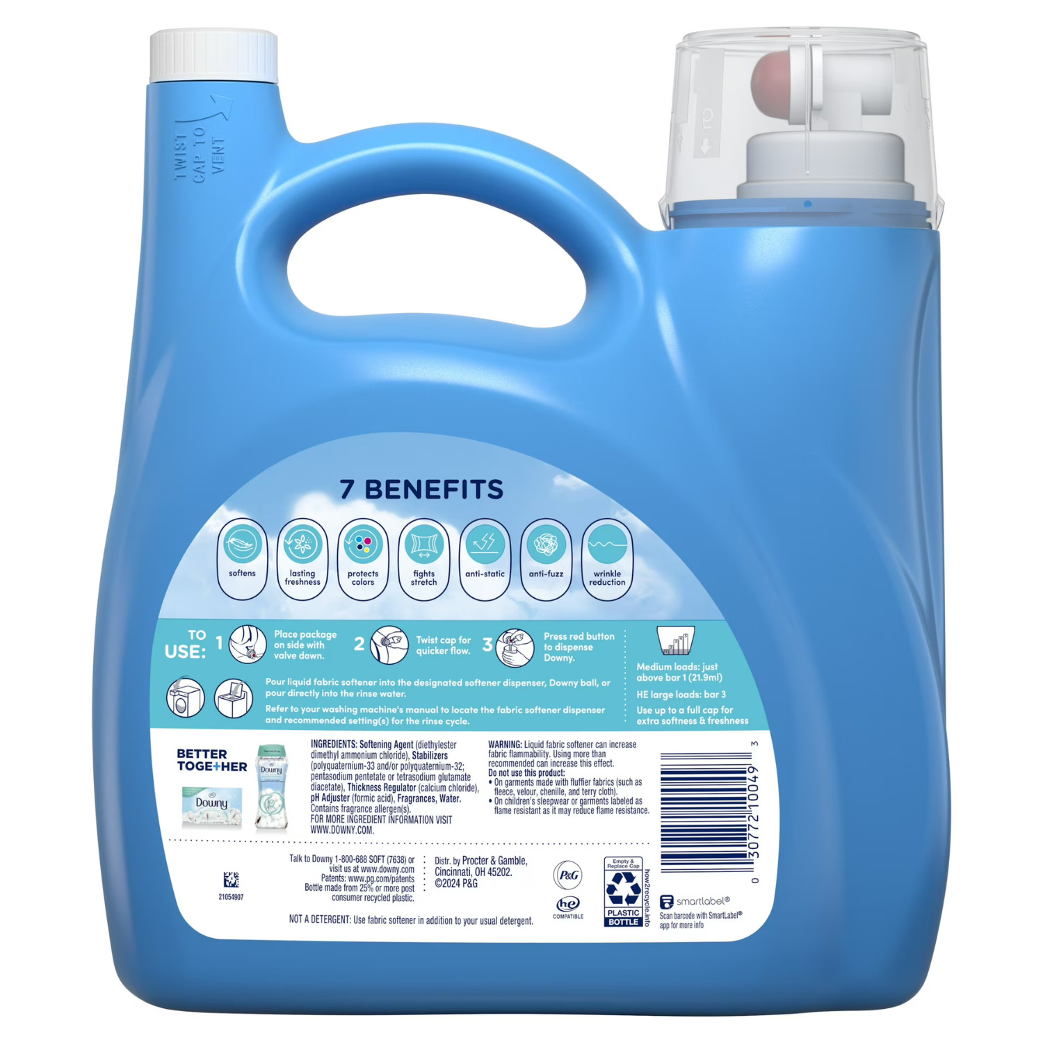 3 Pack Downy Liquid Fabric Softener Conditioner Cool Cotton 140oz 190 Loads