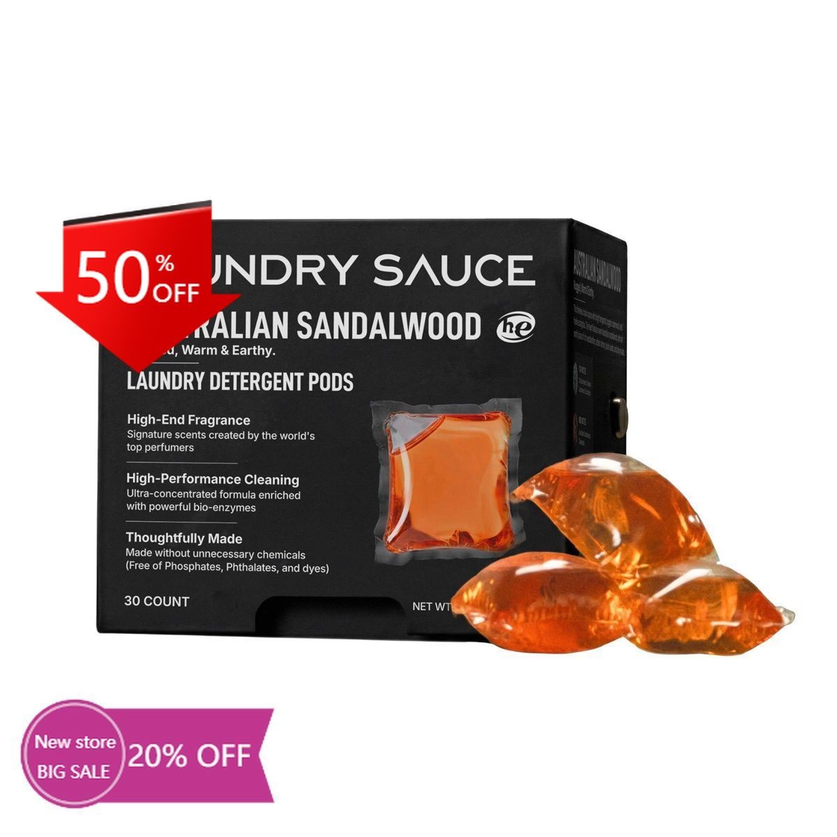 Laundry Sauce Australian Sandalwood Laundry Detergent Pods – 30ct