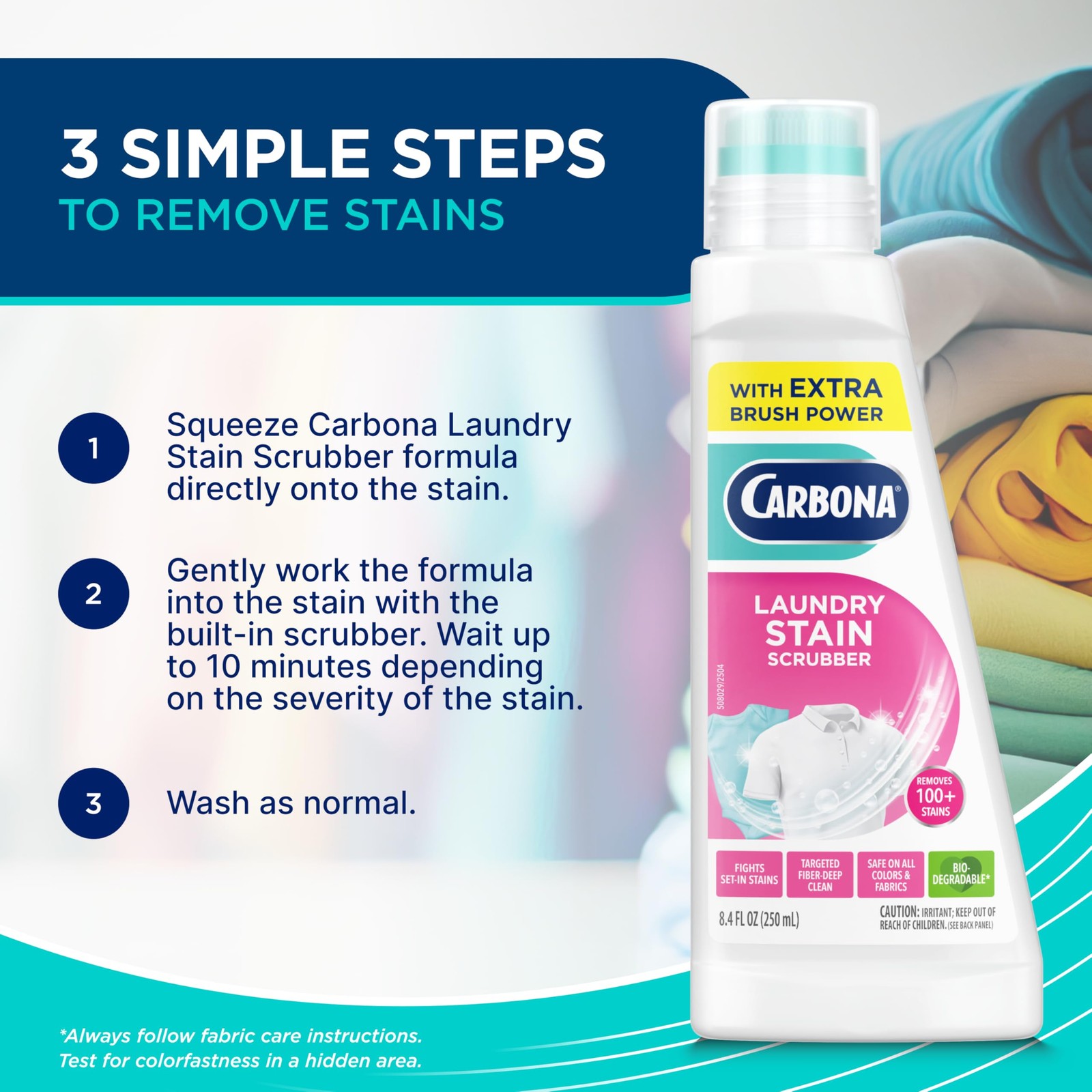 Carbona Laundry Stain Scrubber | Bio-Enzyme Stain Remover | Eliminates Fat,
