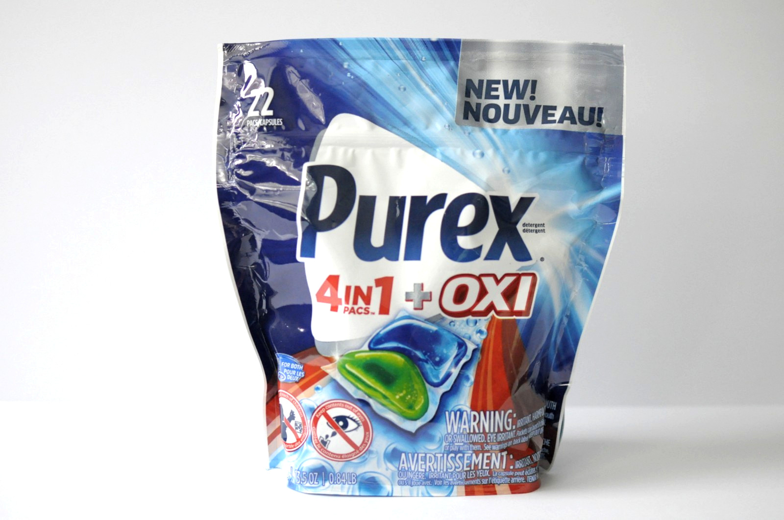 Purex 4 in 1 + OXI Laundry Detergent Pacs 22 Capsules Stain Fighter Brightener
