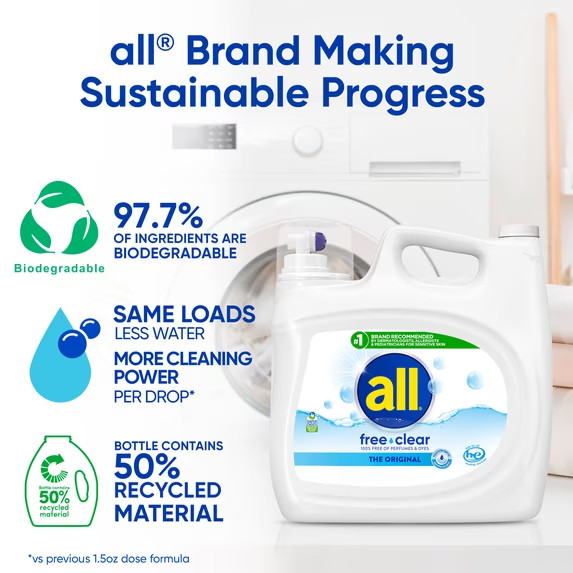 all Free Clear Liquid Laundry Detergent, 154 oz, 123 Loads