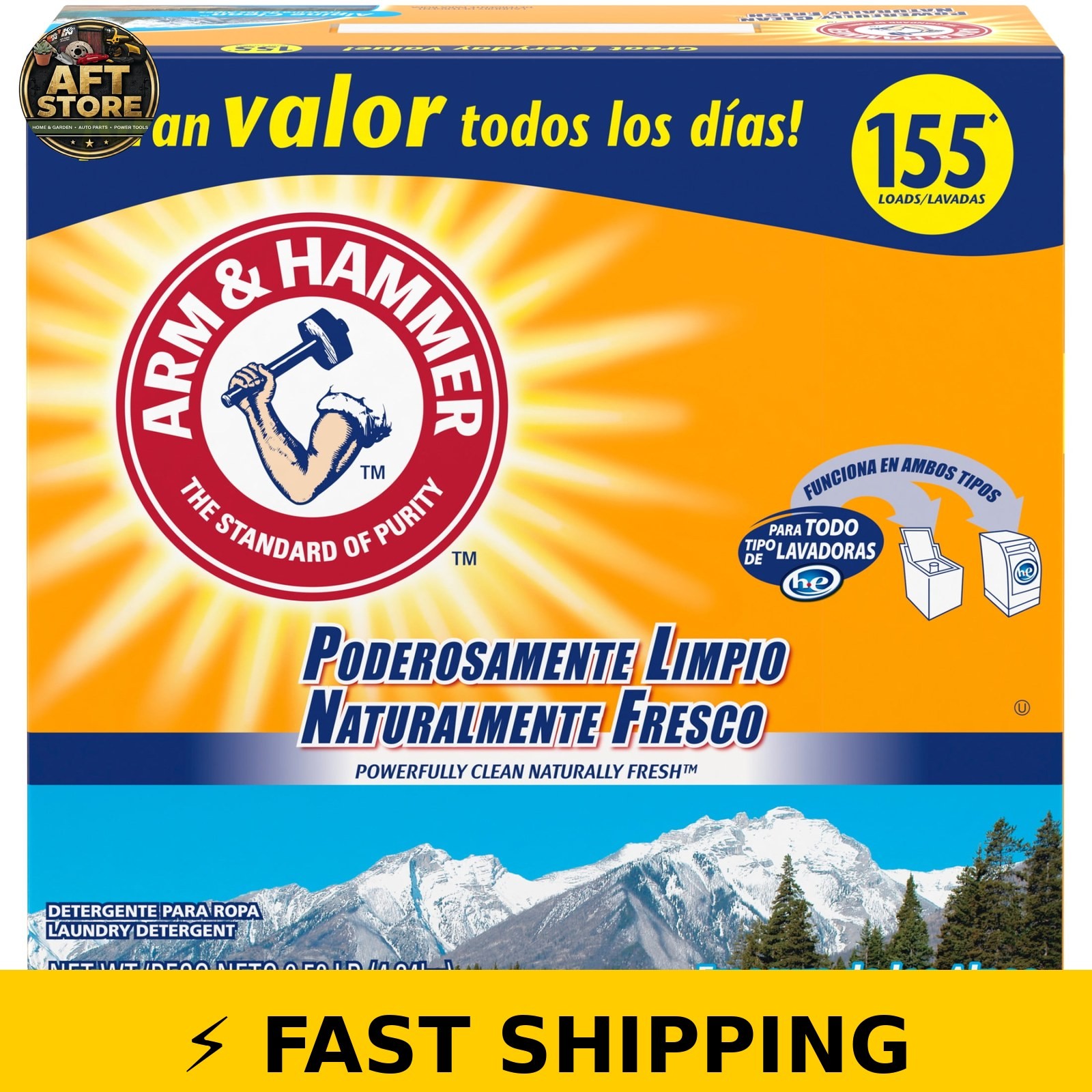 ARM & HAMMER Powder Laundry Detergent, Alpine Clean, 9.56 lb