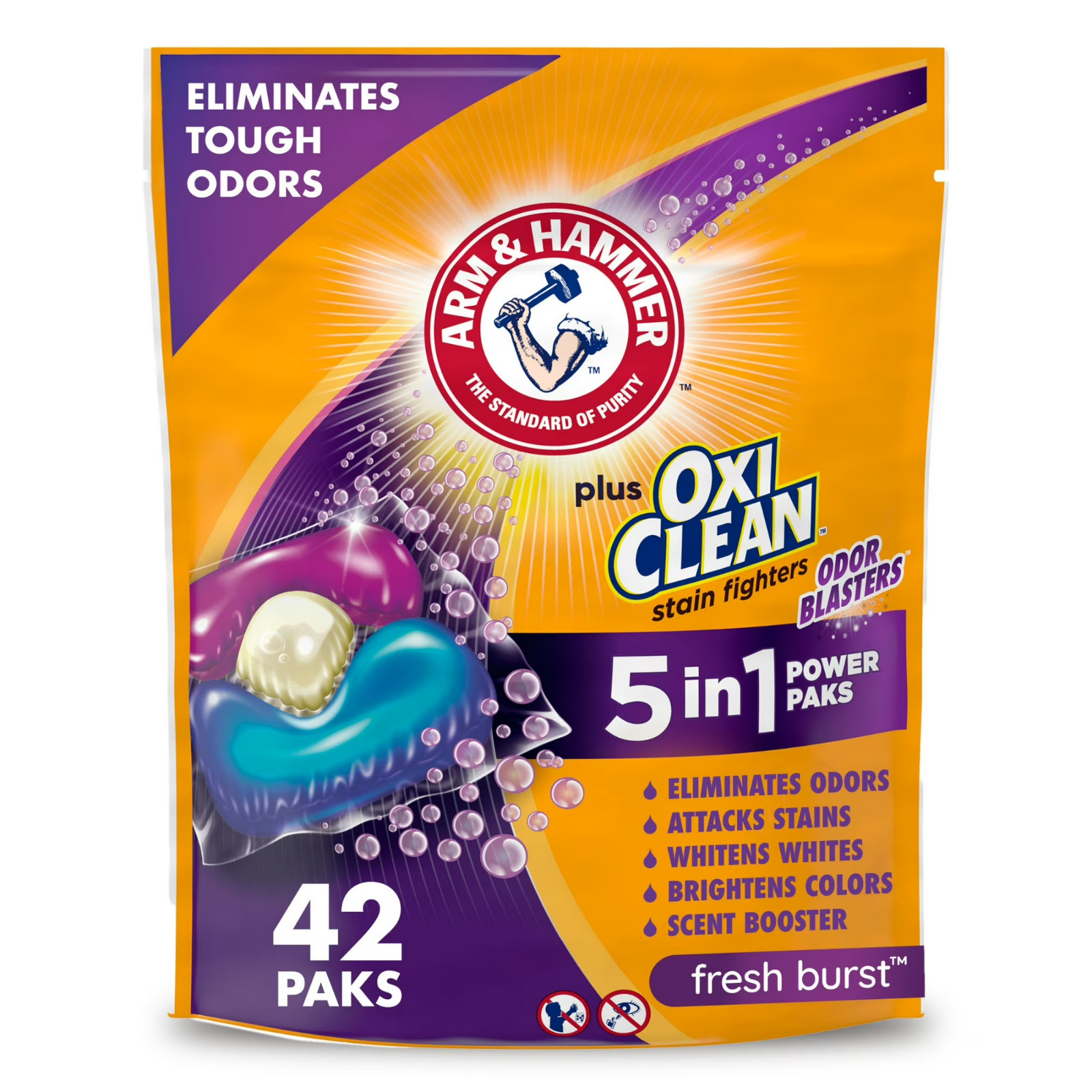 ARM & HAMMER OxiClean Power Paks 42 Ct 5-Pack Fast Ship USA