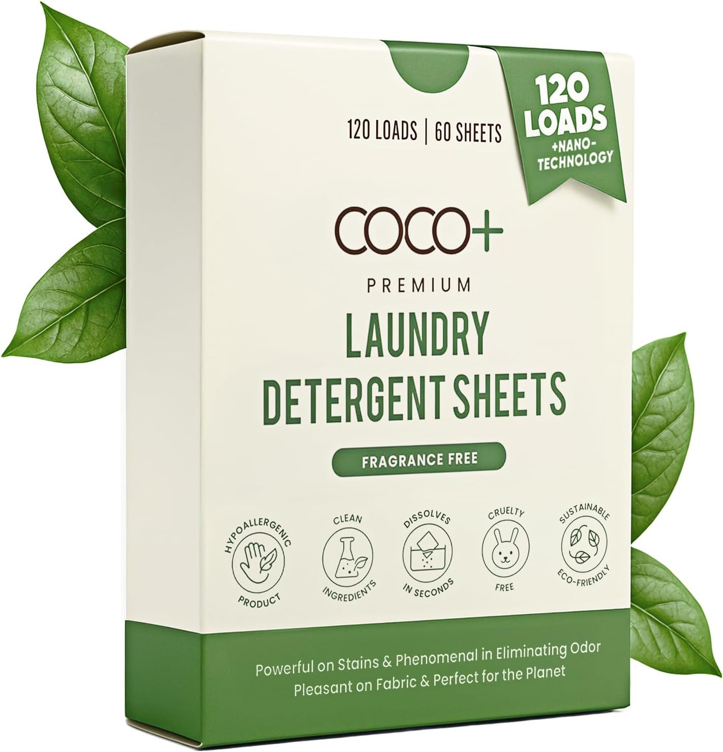 2 Pack ~ COCO+ Laundry Detergent Sheets 120 Loads Each ~ Total of 240 Loads