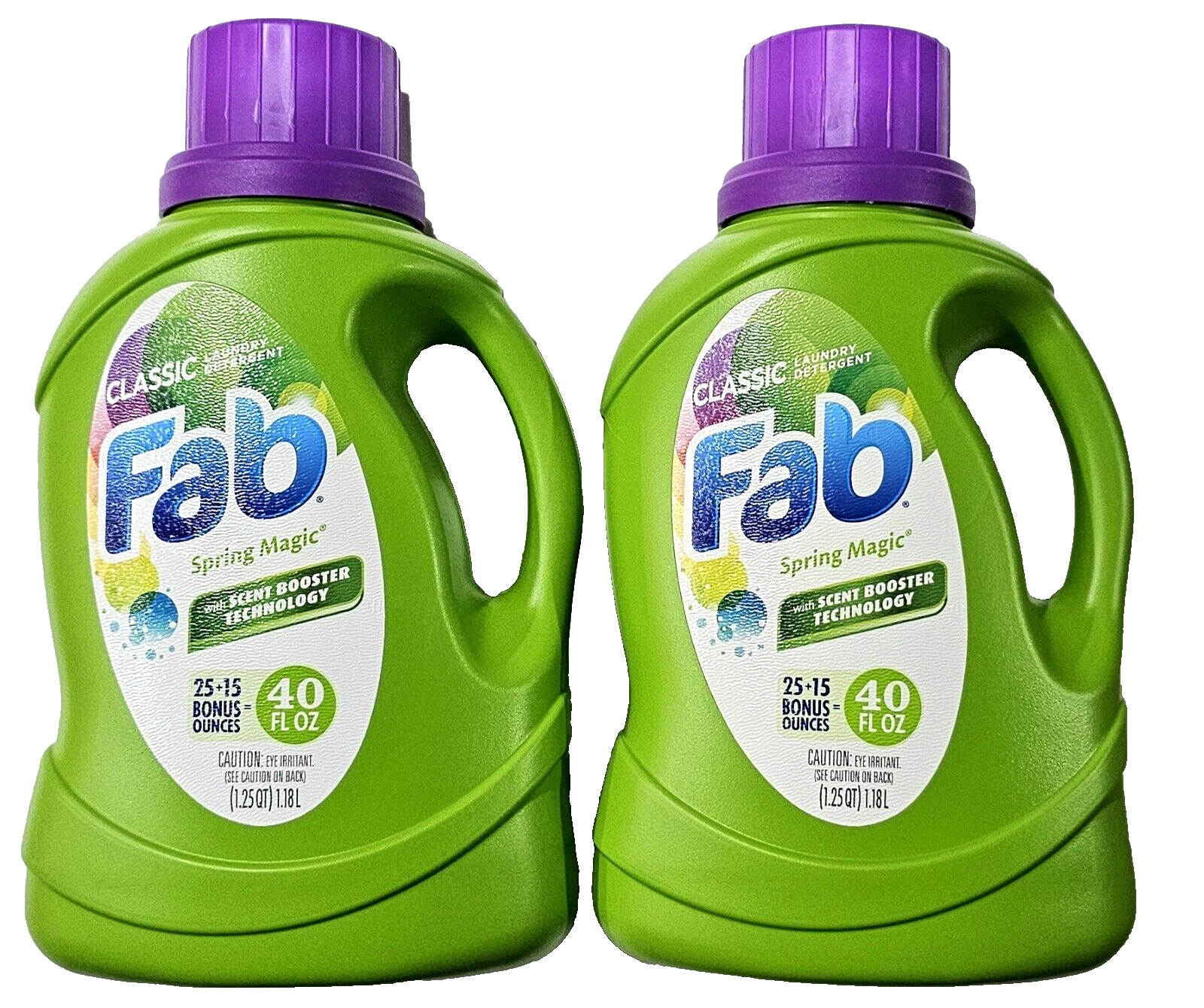 2 Pack Fab Classic Laundry Detergent Spring Magic With Scent Booster 40oz.