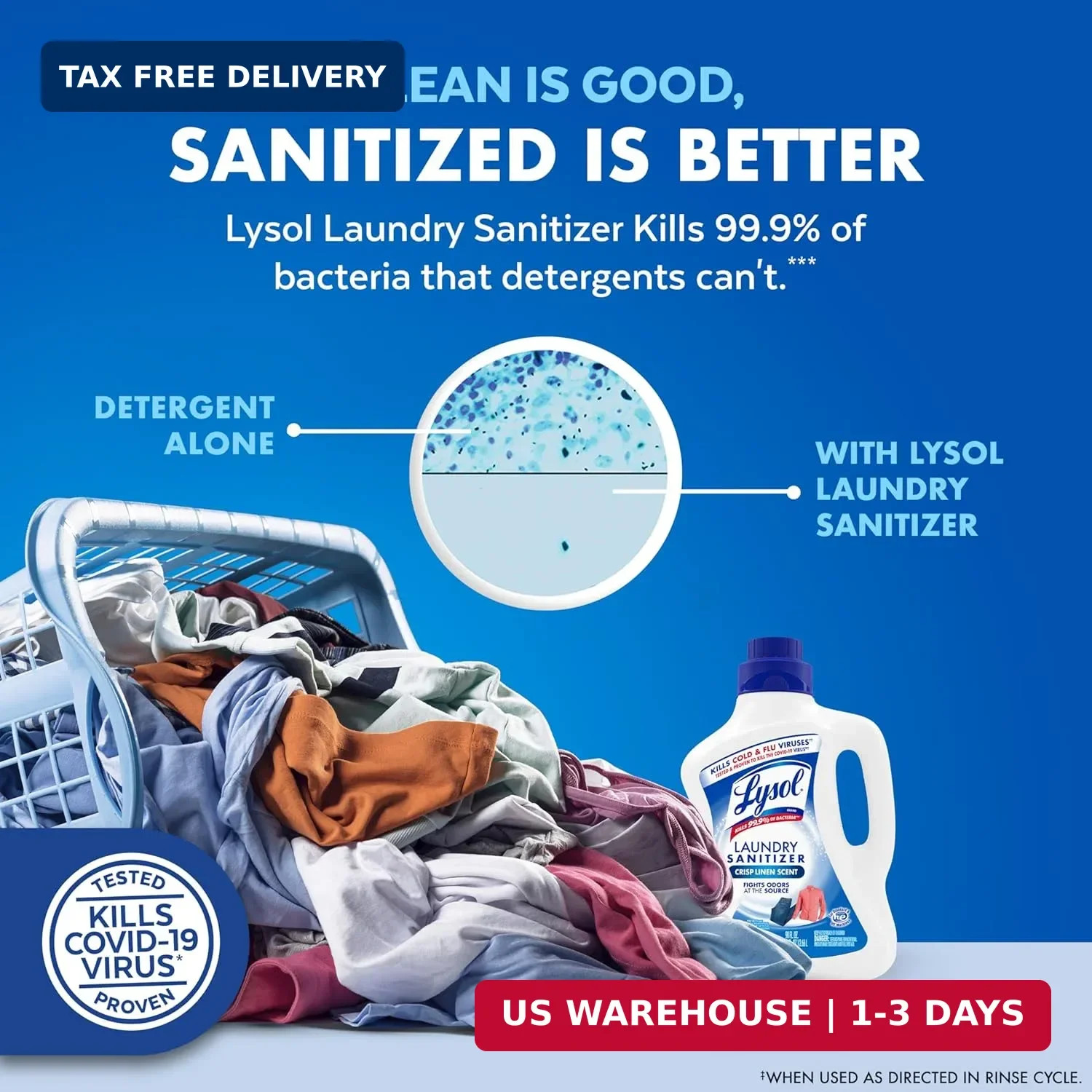 Lysol Laundry Sanitizer Additive, Bacteria-Causing Laundry Odor Eliminator, Dete