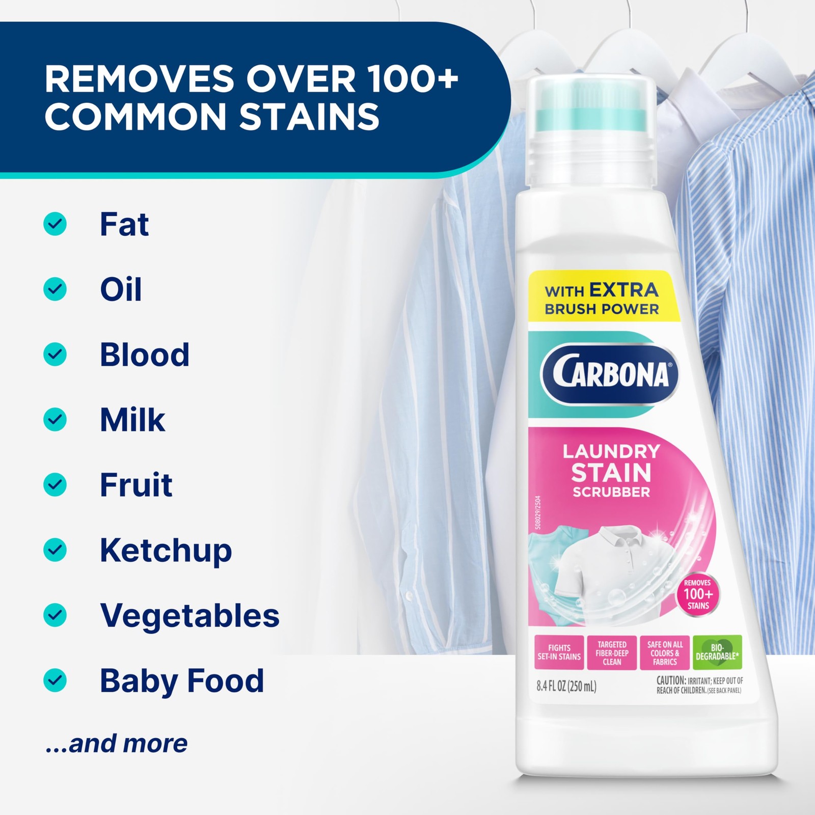 Carbona Laundry Stain Scrubber | Bio-Enzyme Stain Remover | Eliminates Fat,