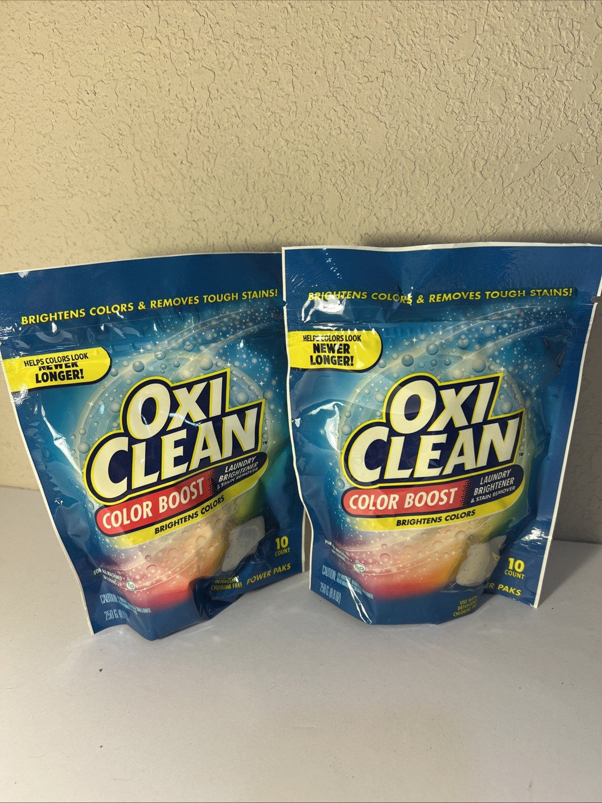 Lot 2 OxiClean Color Boost Color Brightener Stain Remover Power Paks 10 Ct NOS