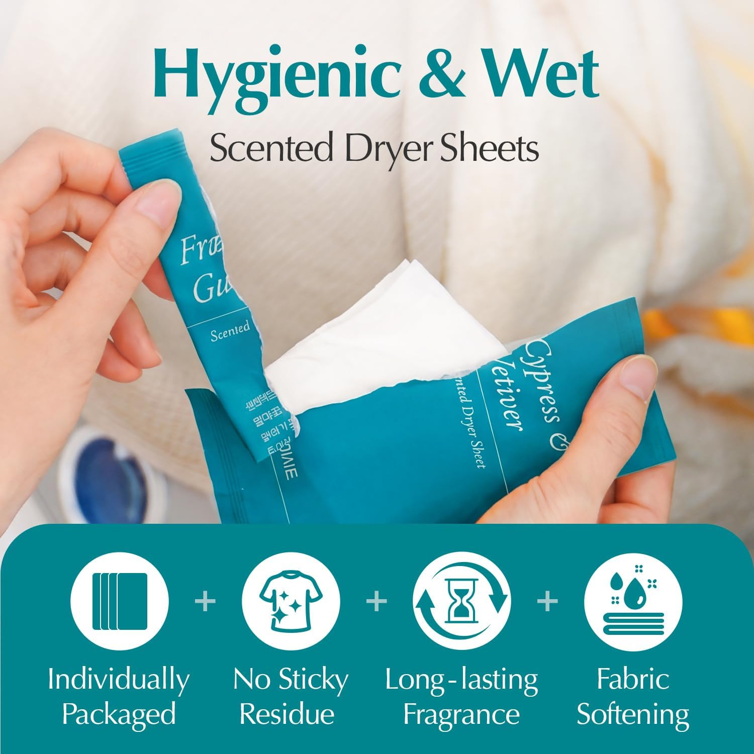 LAVOIR Scented Dryer Sheets, Pre-Moistened Fabric Softener Sheets, Luxurious Cyp