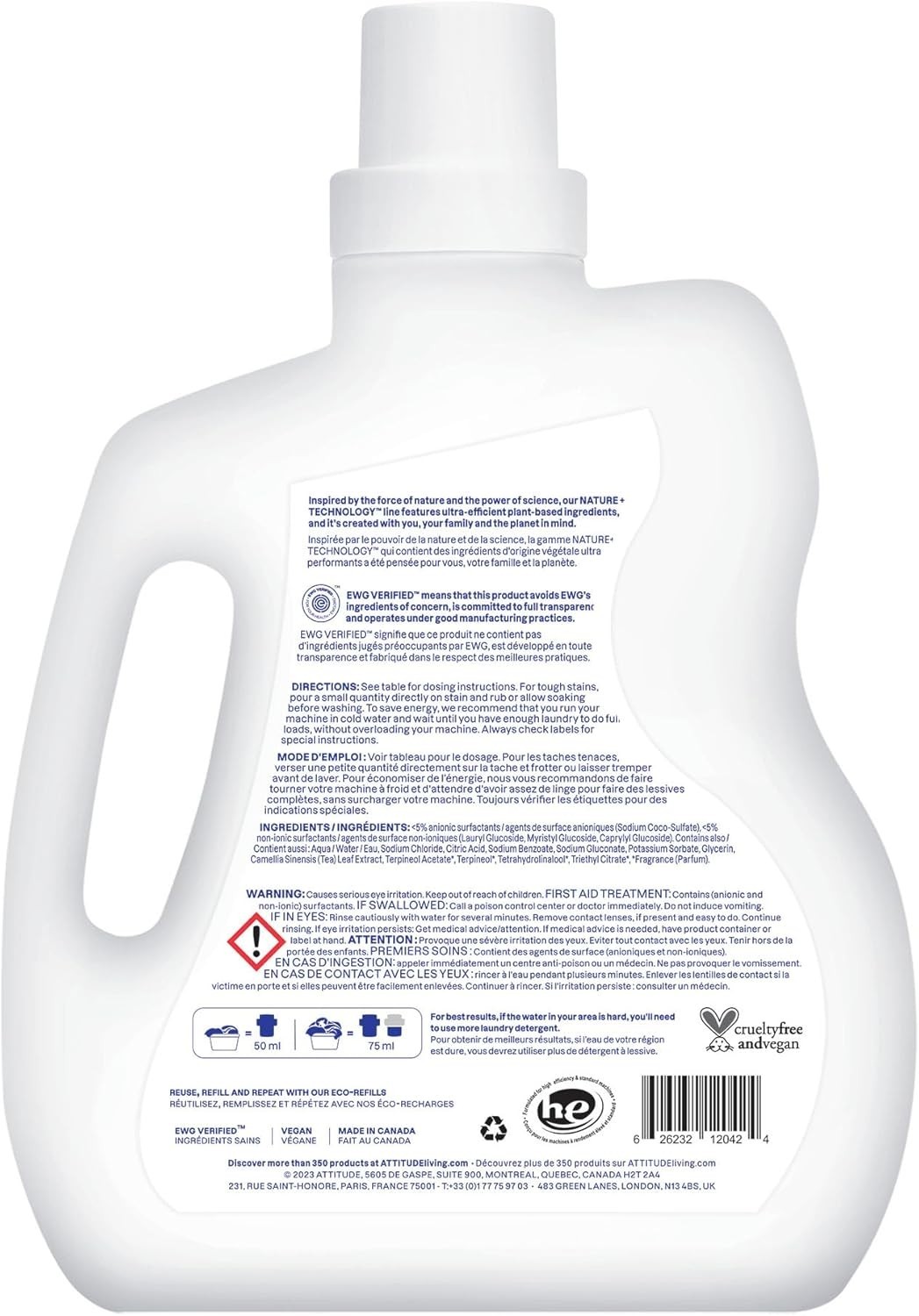 Plant-Based Liquid Laundry Soap, EWG Verified & – 67.6 Fl Oz for 40 Loads