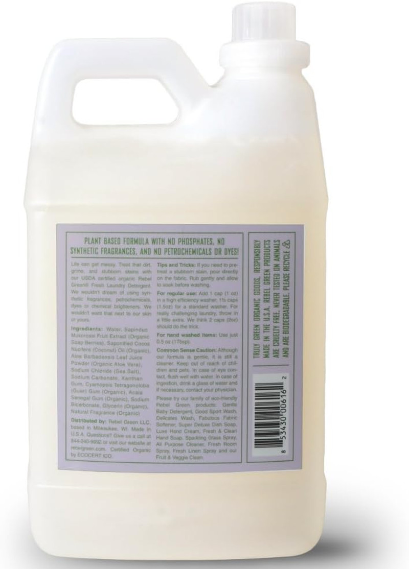 Rebel Green USDA Organic HE Liquid Fresh Laundry Detergent – Natural & Hypoaller