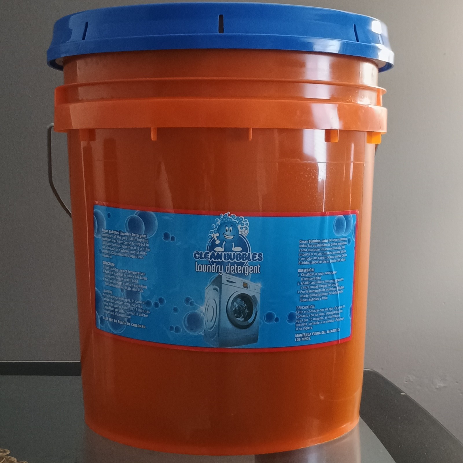 Clean Bubbles Laundry Detergent Liquid Original Scent Orange Bucket with Handle