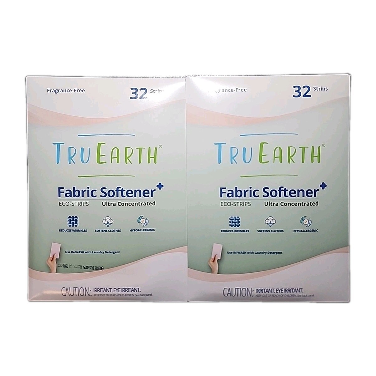 Tru Earth Fabric Softener Eco-Strips, Fragrance-Free, 32 Strips Per Box (2-Pack)