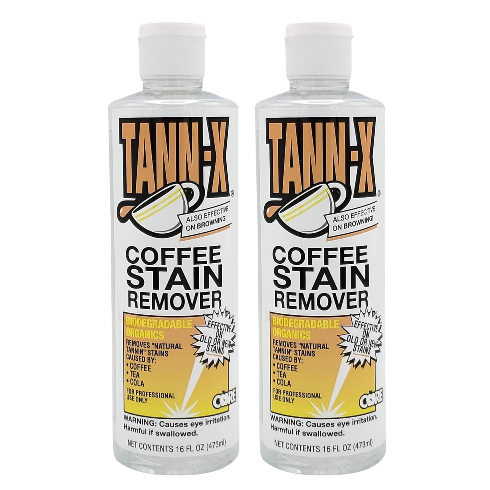 Tann-X Coffee Stain Remover for Carpet and 16 Fl Oz (Pack of 2), Yellow