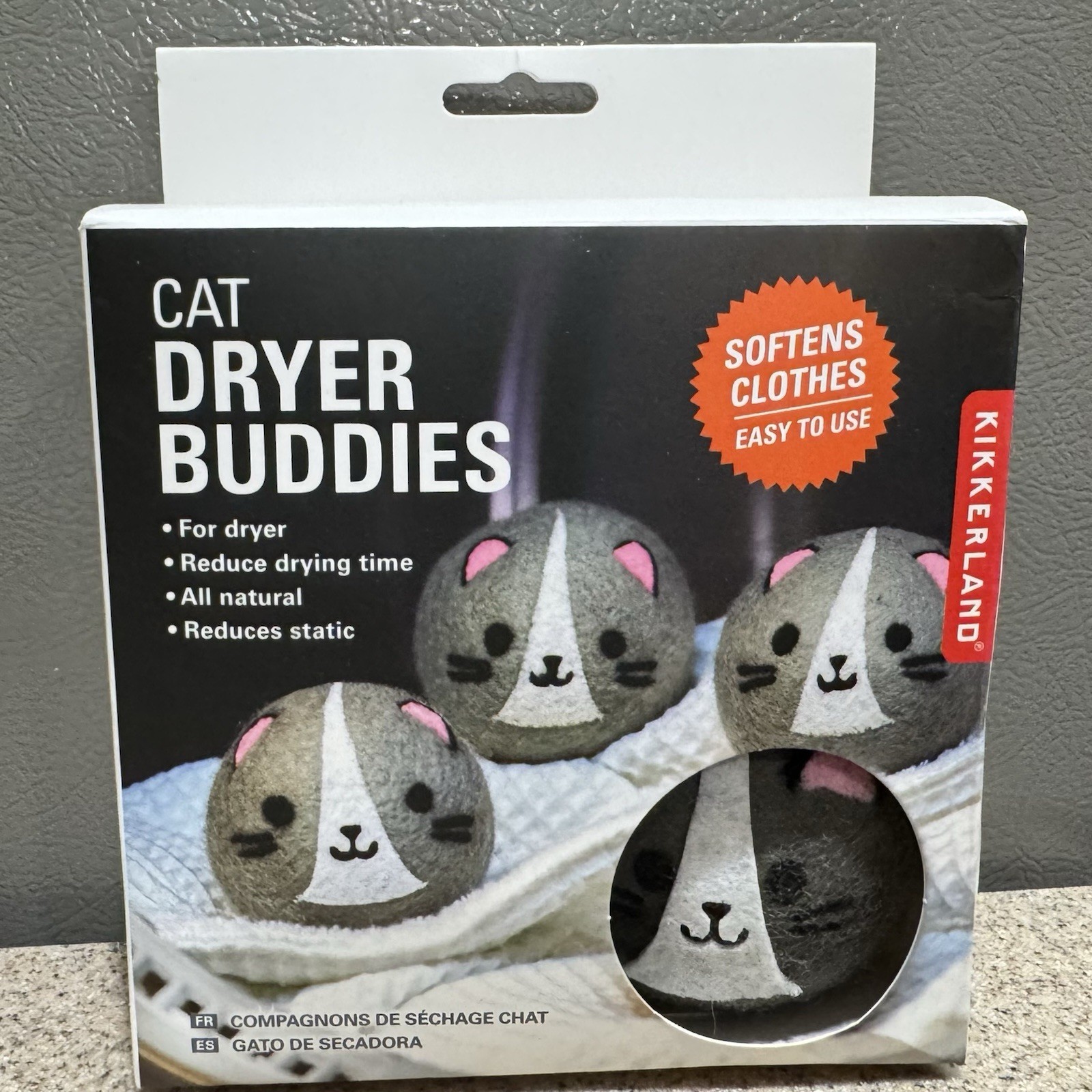 New Kikkerland New Zealand Wool Dryer Balls Cat Buddies 4-pack All Natural