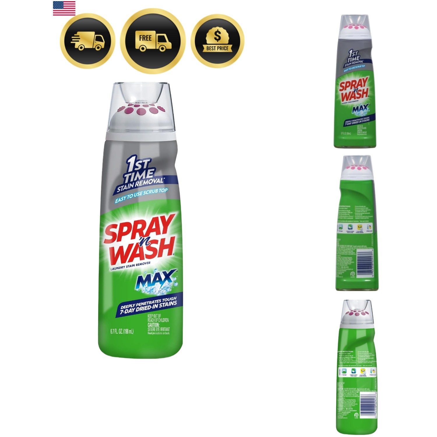 Max Gel Pre-Treat Laundry Stain Stick, 6.7 oz Stain Remover Stick