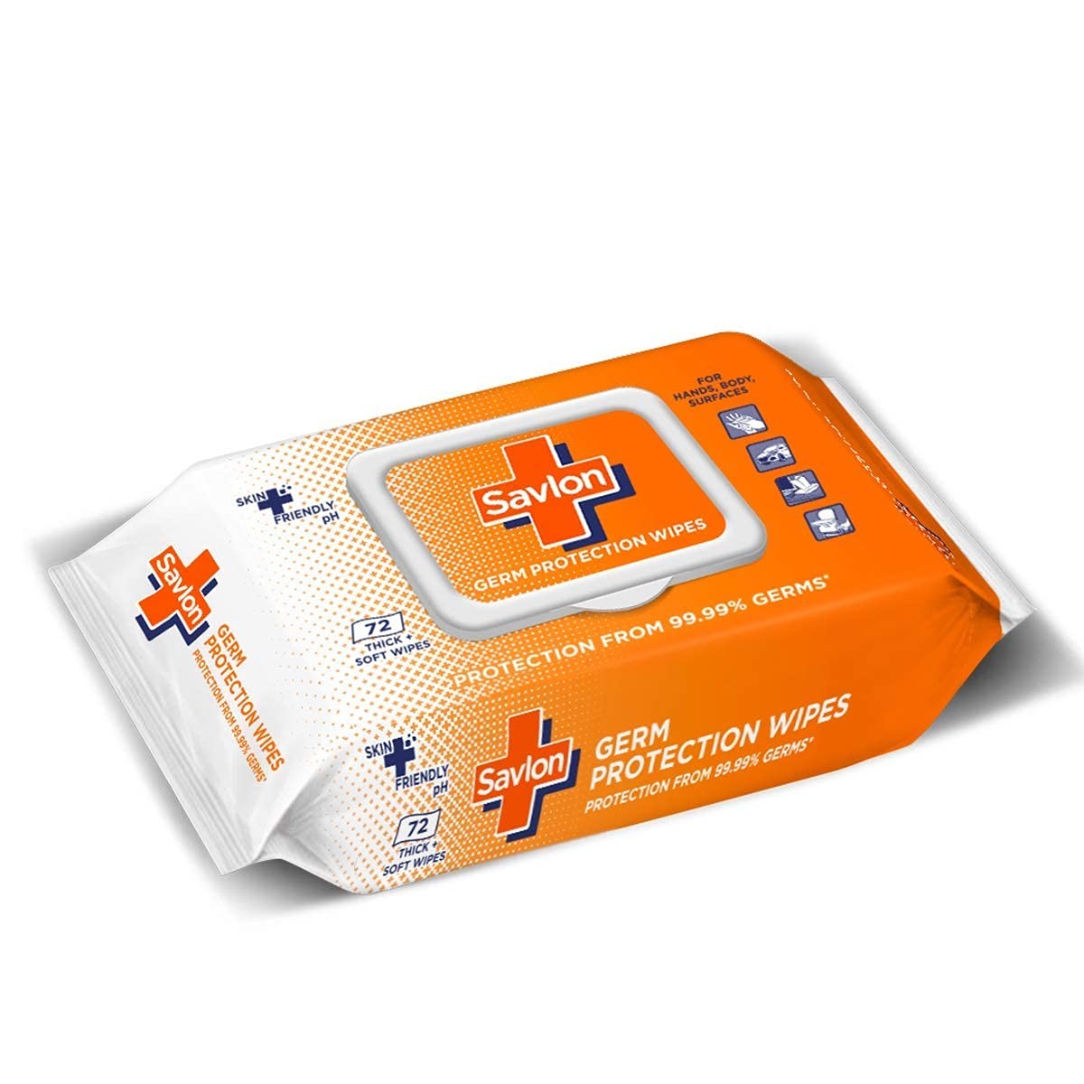 ITC Savlon 72ct Thick Soft Wet Wipes Fliptop Lid | 99.99% Germ Protection