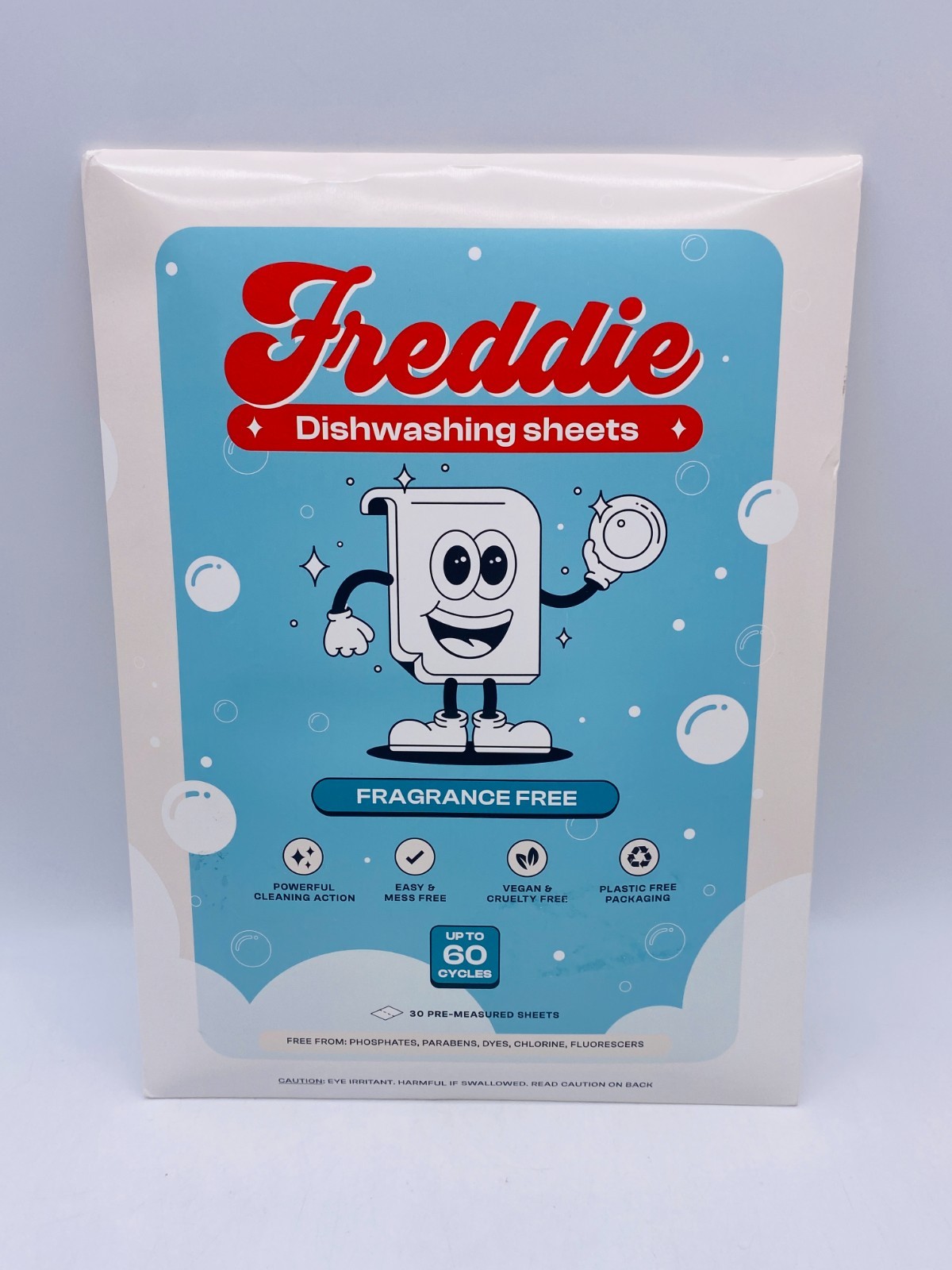 Freddie Dishwashing Sheets – Fragrance Free – 60 Load Cycles (30 Sheets), NEW