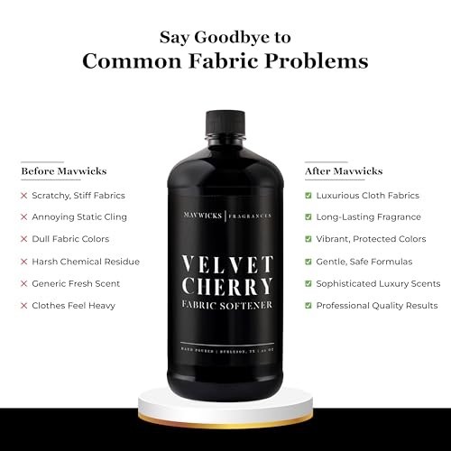 Luxury Scented Fabric Softener 32 Oz – Velvet Cherry, Reduces Static, Safe for A