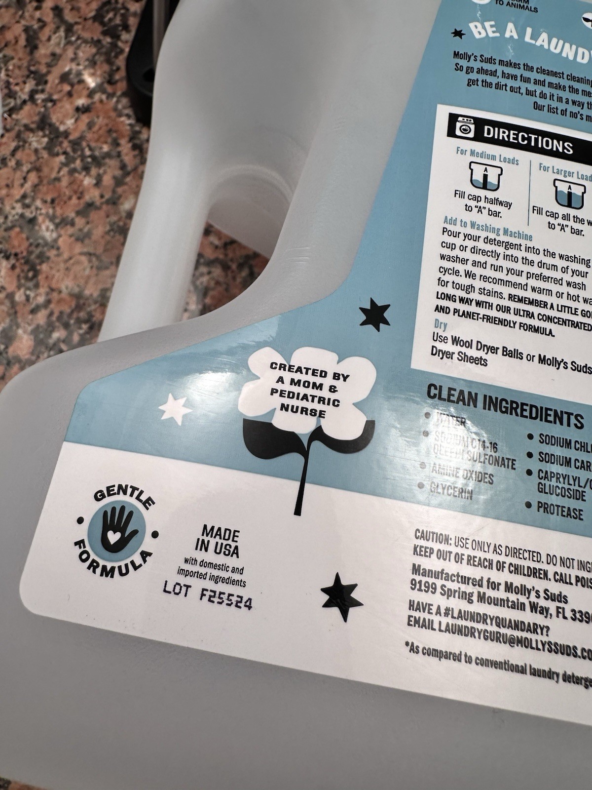 Mollys Suds Liquid Laundry Detergent, Unscented 170 Oz Empty Bottle For Reuse