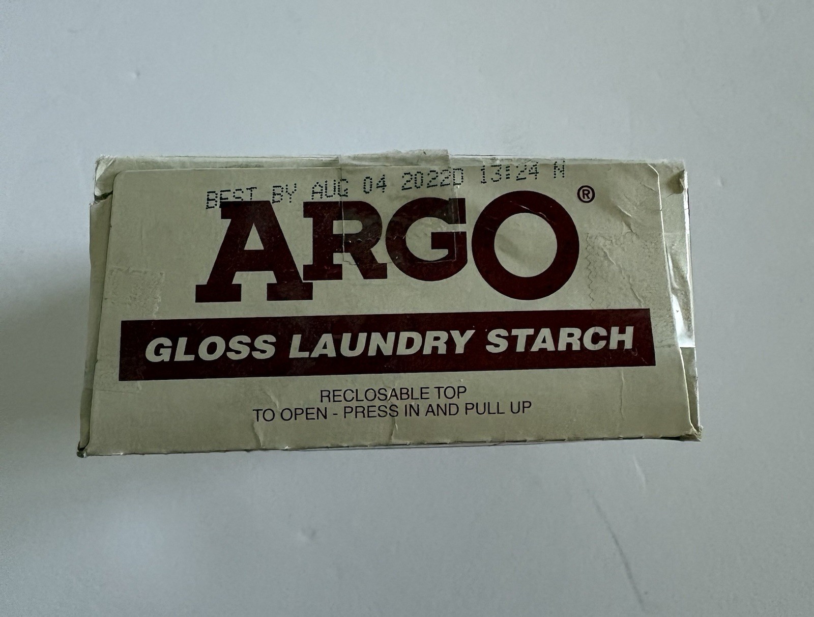 Argo Gloss Laundry Starch Crisp Finish 16 oz Discontinued HTF NOS Crafts Red Box