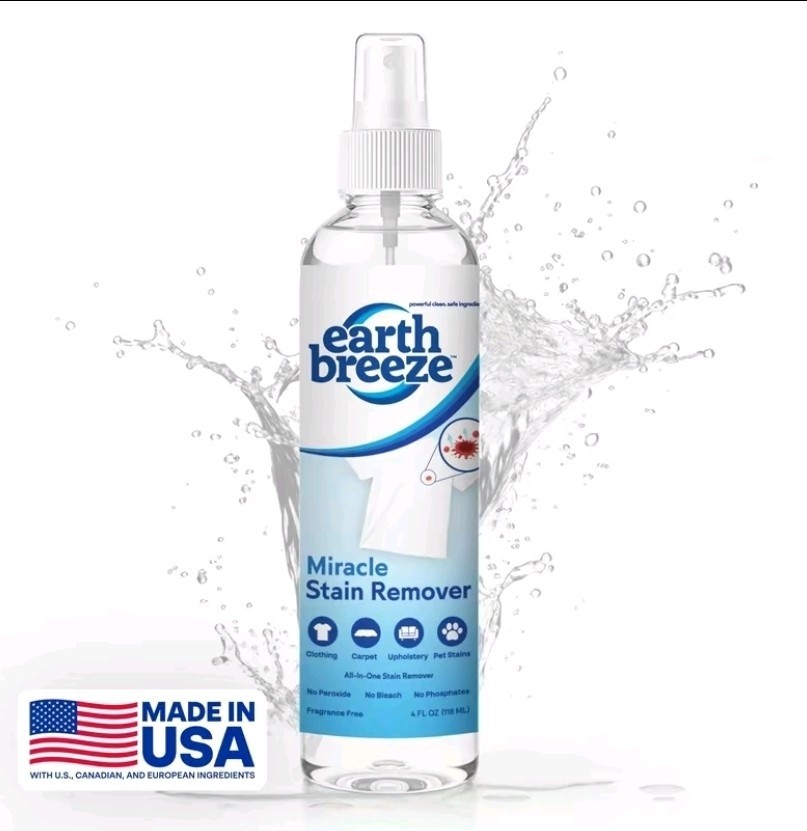 Earth Breeze Miracle Stain Remover Spray – Powerful 8 Fl Oz (Pack of 2)
