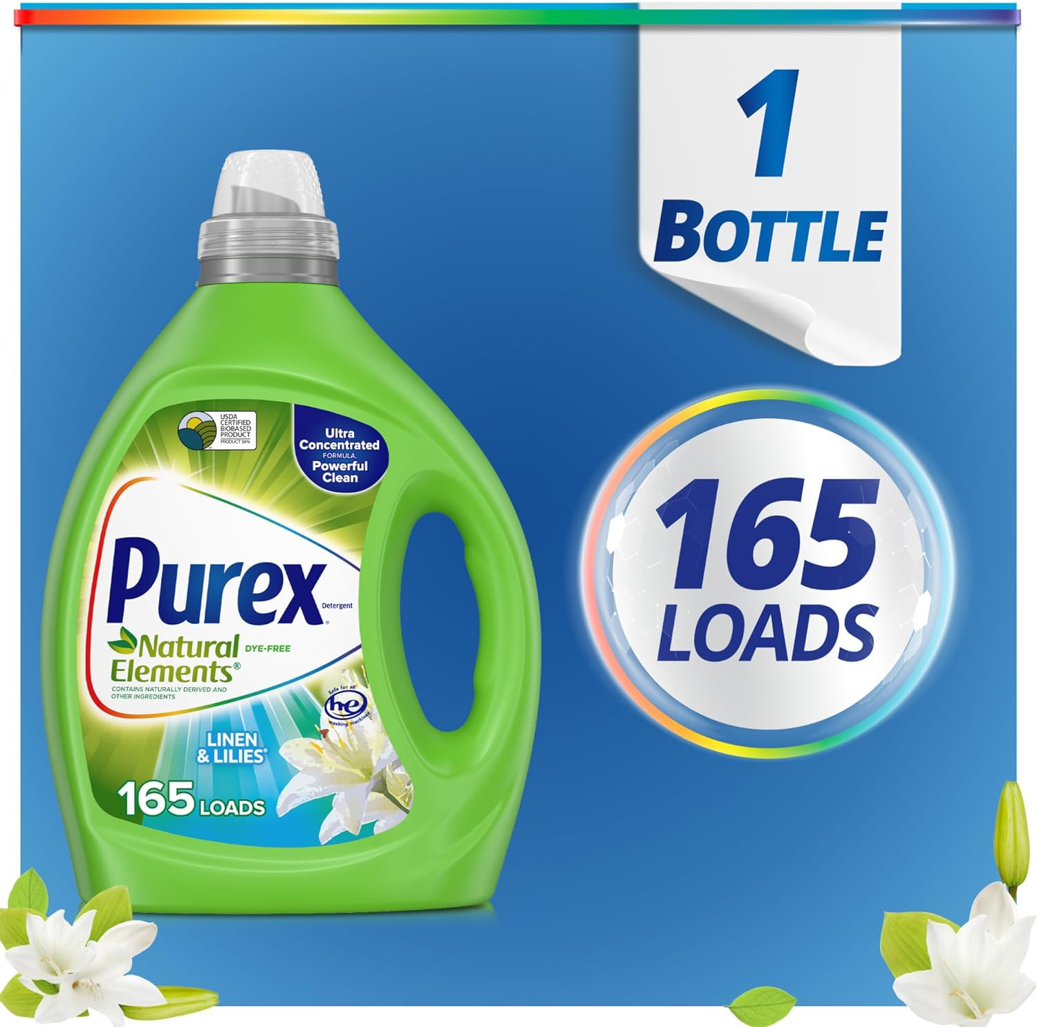 Liquid Laundry Detergent, Ultra Concentrated, Natural Elements 82.5 Oz 165 Loads