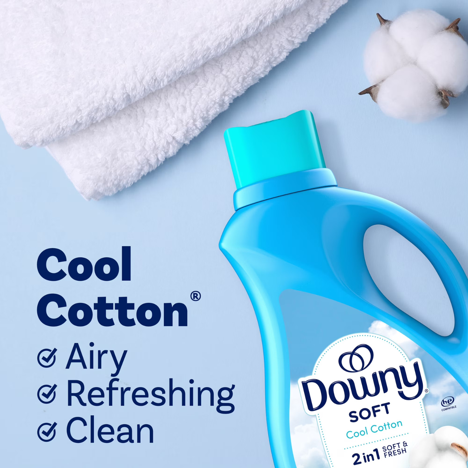 Downy Liquid Fabric Softener, Cool Cotton Scent, 111 fl oz, 150 Loads, 2 Pack