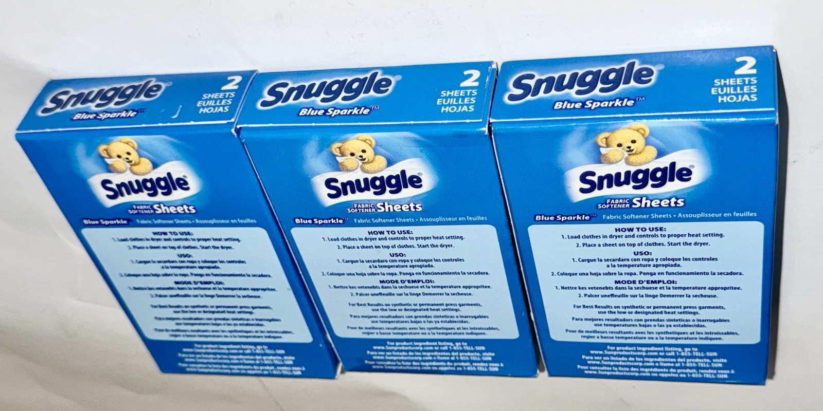 Snuggle Blue Sparkle Dryer Sheets VEN 2979929 Lot of 3 Boxes 2 Sheets Each Box