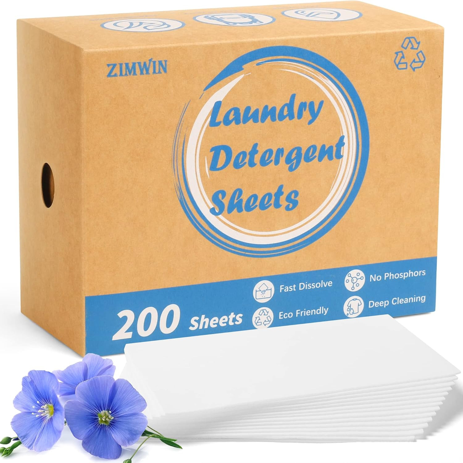 Laundry Detergent Sheets 200 Sheets, Fragrance-Free, Eco-Friendly, Plastic-Free,
