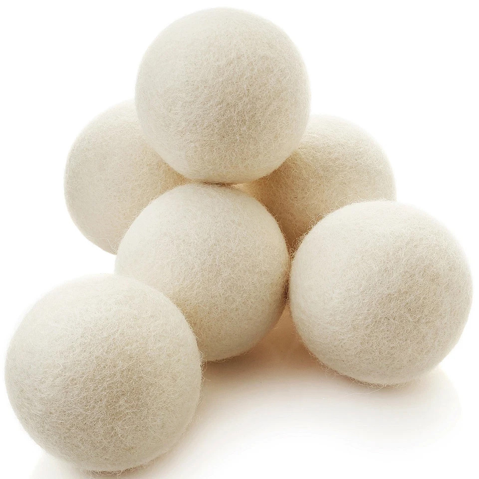6 XL Organic New Zealand Wool Dryer Balls Natural Fabric Softener Reusable