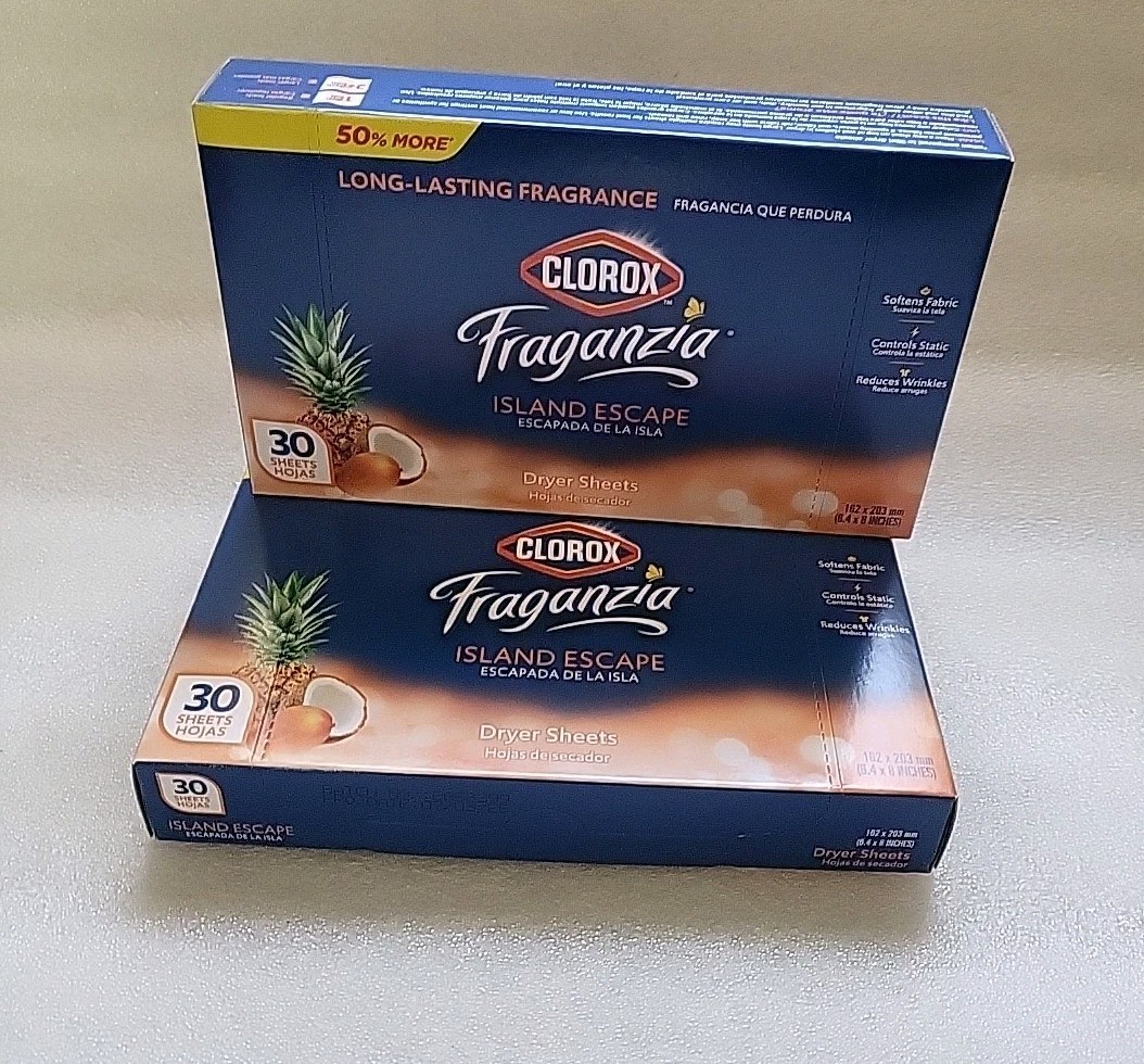 Clorox Fraganzia Dryer Sheets in Island Escape Scent 30 Sheets Sealed