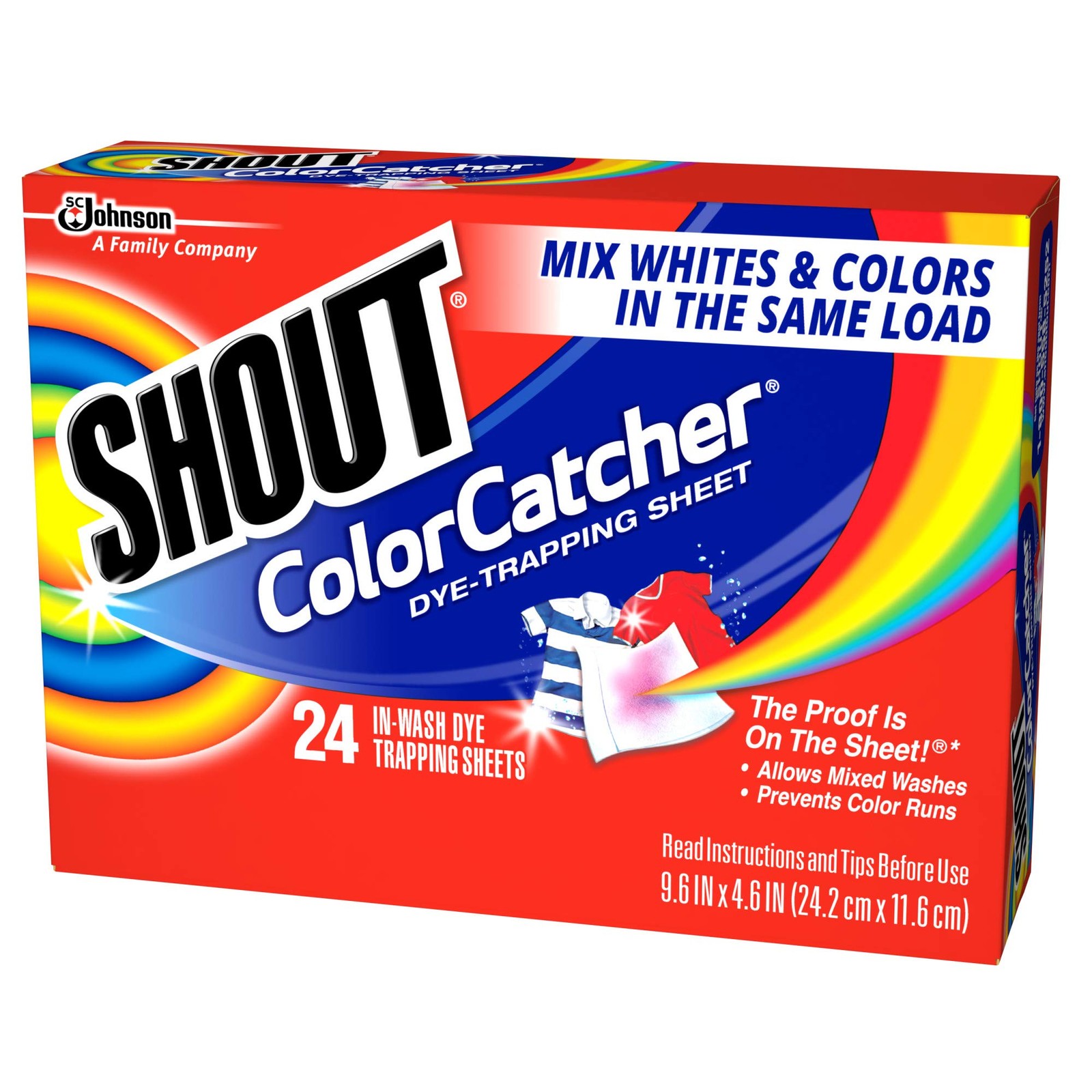 Shout Color Catcher Sheets for Laundry, Allow Mixed 24 Count (Pack of 2), Red