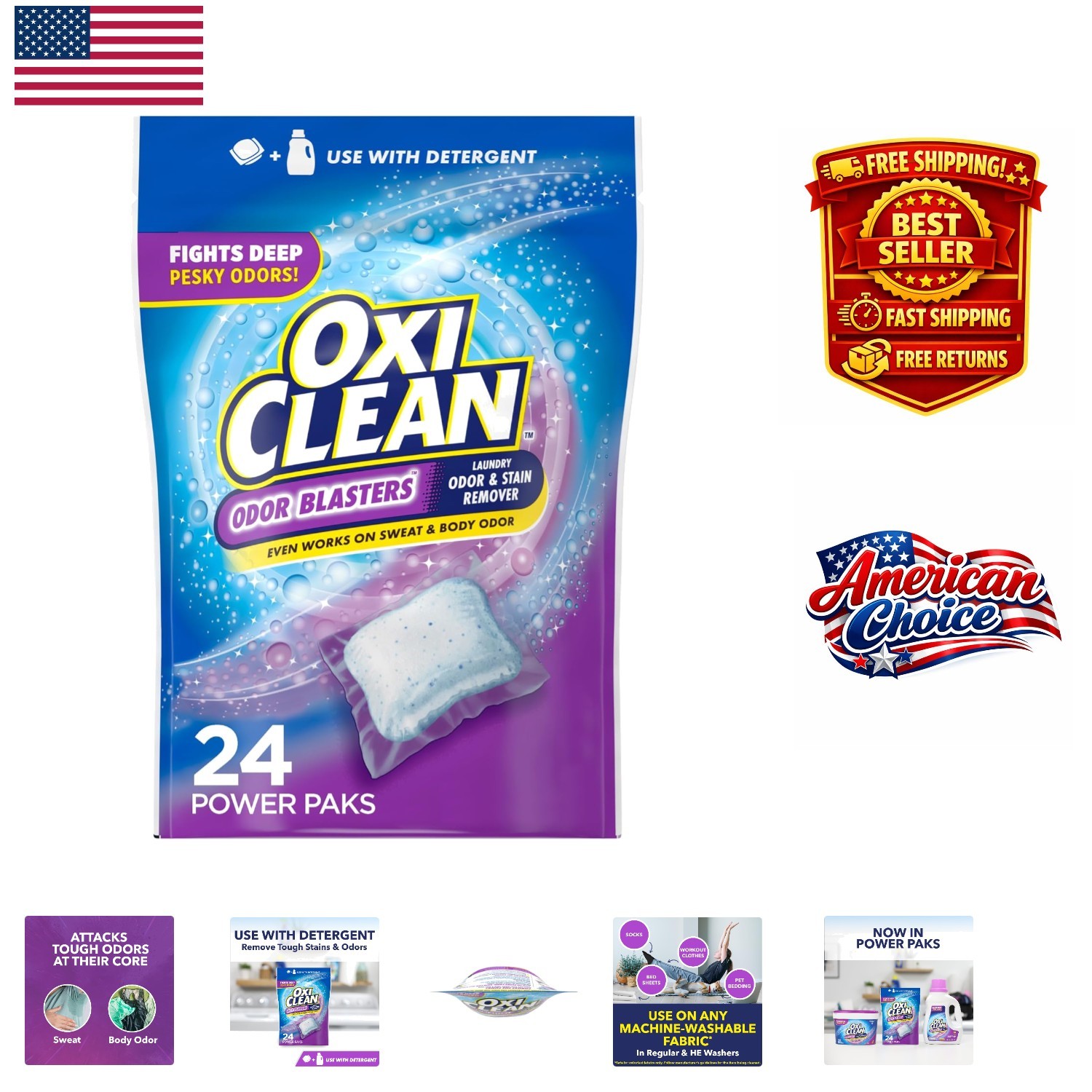 High Efficiency 24 Ct Laundry Booster Paks – Tough on Stains, Gentle on Fabrics