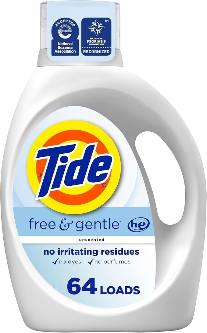 Tide Free & Gentle Liquid Laundry Detergent, 64 Loads, 84 fl oz, Tide Laundry De
