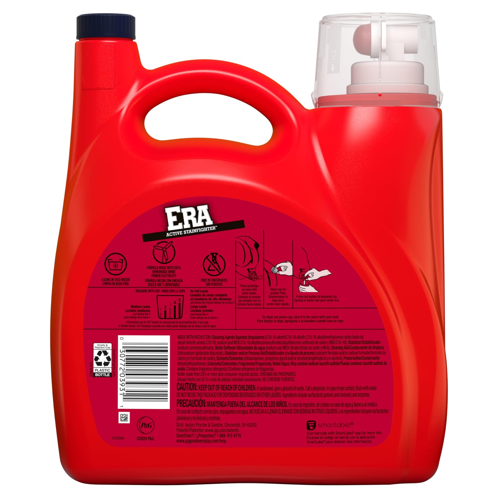 Era 2X Ultra Active Stainfighter Formula Liquid Laundry Detergent 154 fl oz, 107