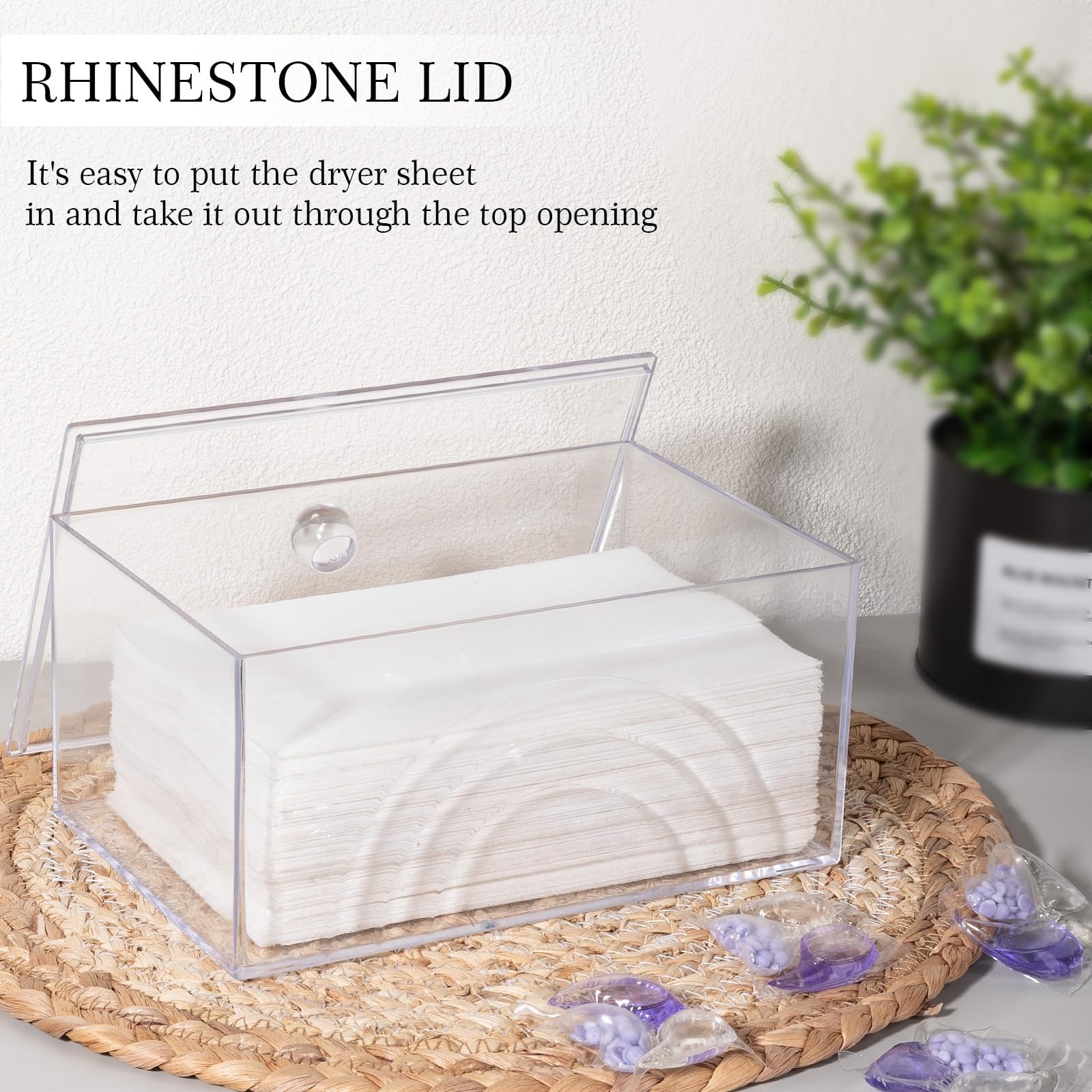 Farmhouse Laundry Dryer Sheet Holder Clear Detergent Pods Container Dryer Balls